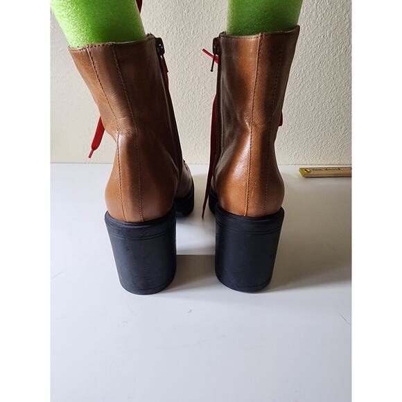 STEVE MADDEN Royce Brown Cognac Platform Heel Ankle Leather Boot SZ 10 - Picture 5 of 9